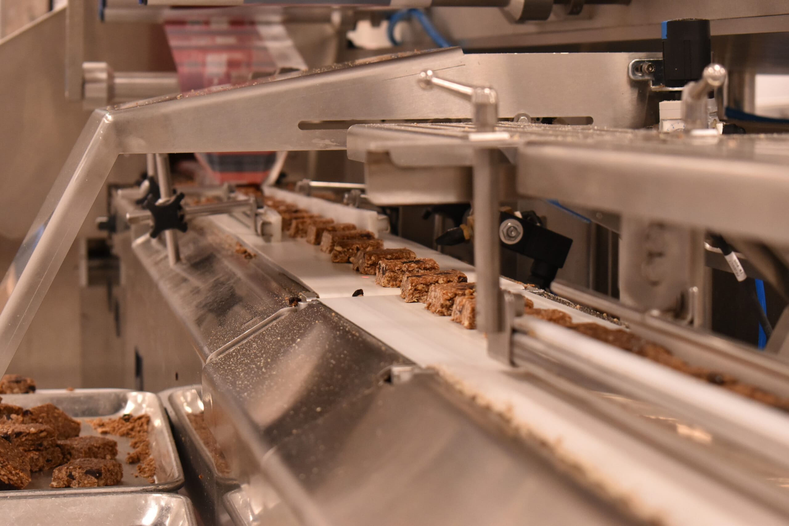 granola bars on an assembly line