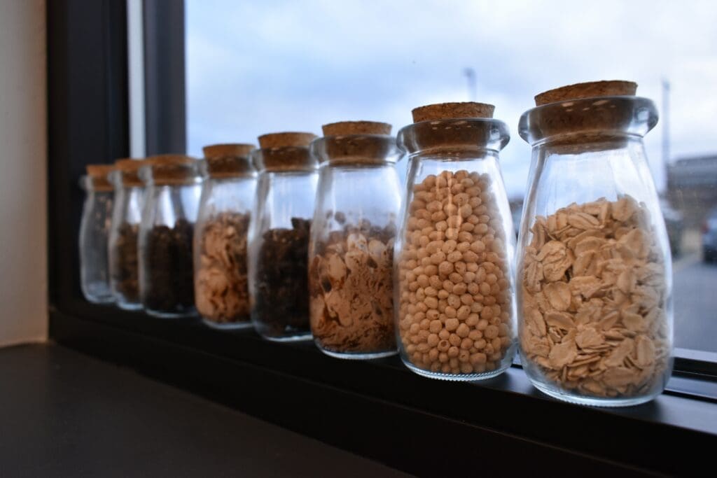 jars of granola and cereal