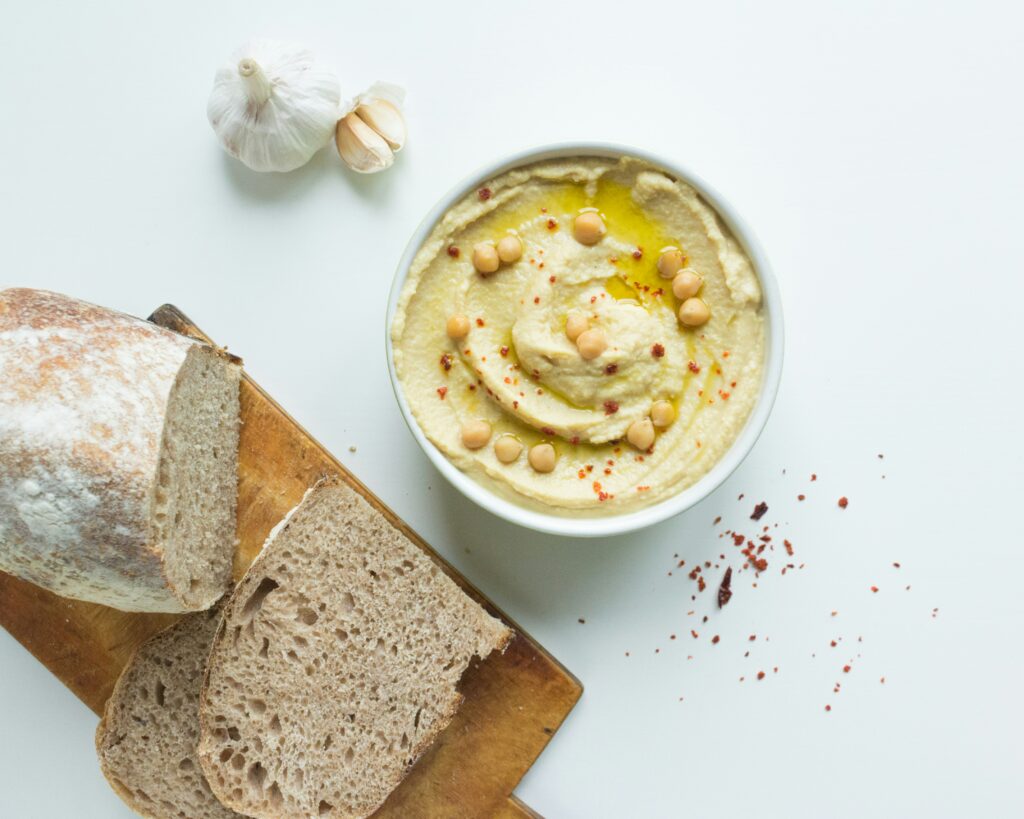 high fiber hummus and bread